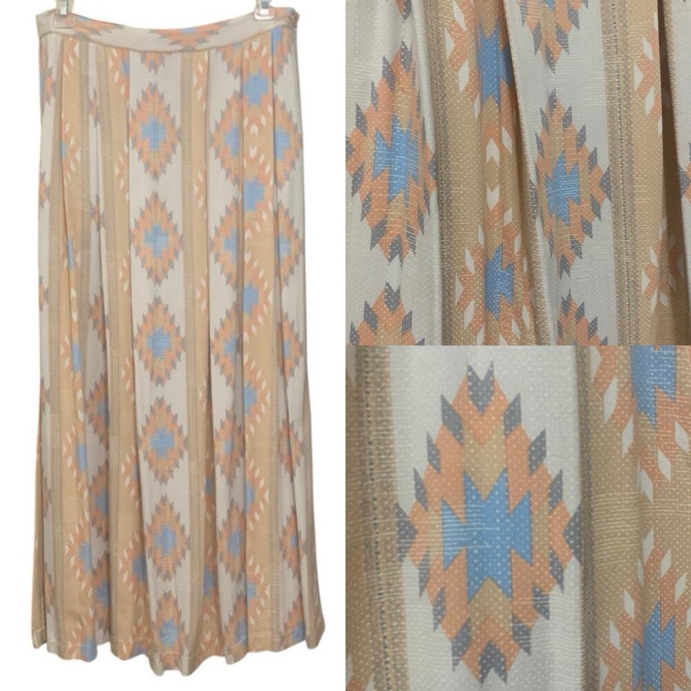 Jessica Ltd Vintage 90s Maxi Skirt Waist 28 Southwestern Aztec Boho
